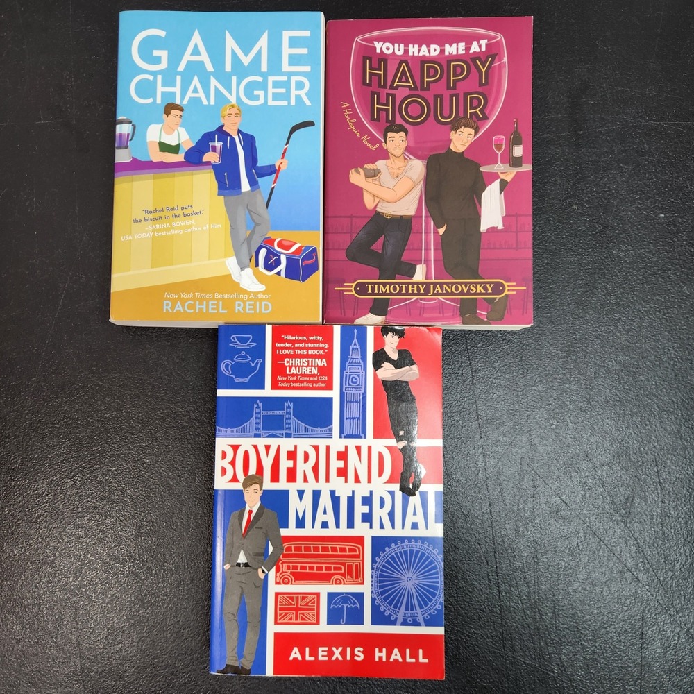 LGBTQ+ Romance Book Lot Game Changer Boyfriend Material Happy Hour Paperback